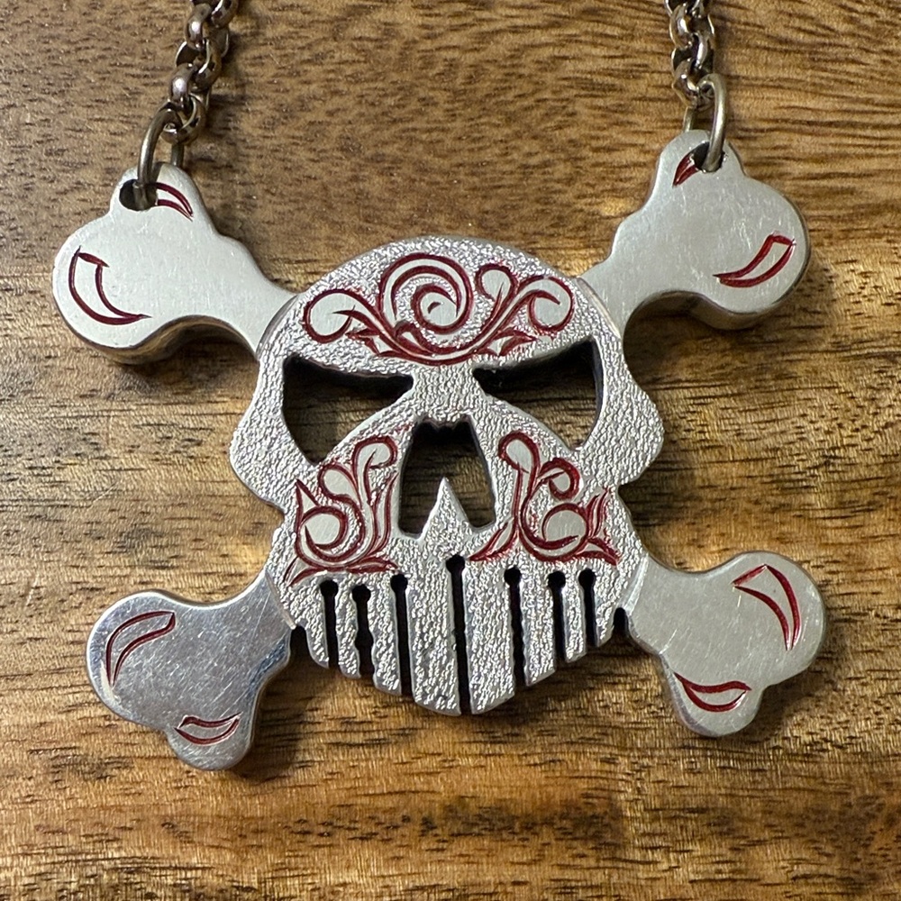 Silver Skull and Crossbones Pendant Necklace